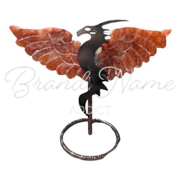 Other - Carnelian Agate Mini Wing Metal Dragon Stand